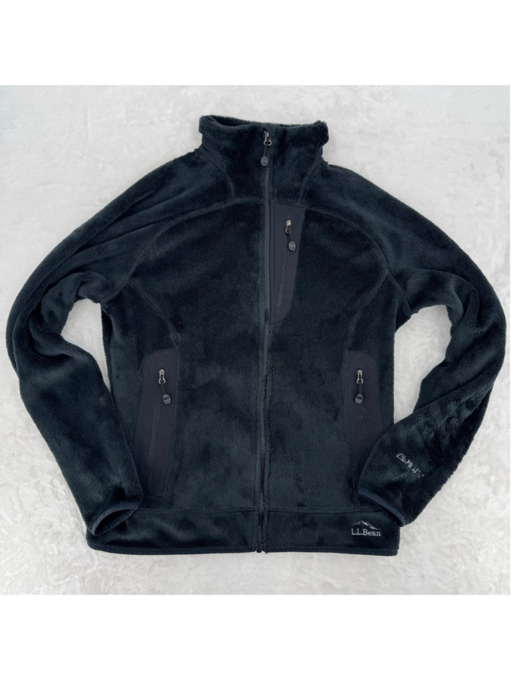 L.L. Bean Black PolarTec Fleece Jacket Full Zip Zipper Pockets Gorpcore Medium
